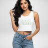 Cozy Vibes | Women’s Crop Tank | White - Avaiya Store