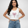 Heart Spider Web | Women’s Crop Tank | White - Avaiya Store