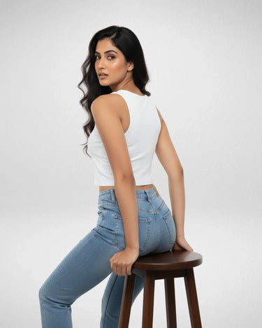 Heart Spider Web | Women’s Crop Tank | White - Avaiya Store