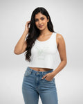 Spring is Here | Women’s Crop Tank | White - Avaiya Store