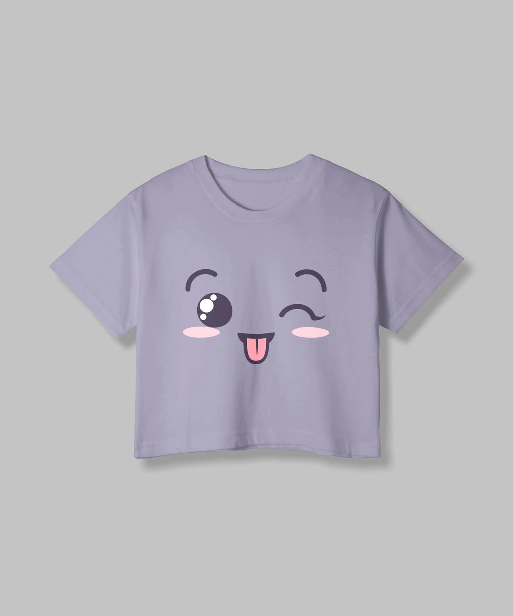 Winking | Women Crop Top | Lavender - Avaiya Store