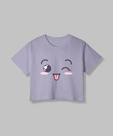 Winking | Women Crop Top | Lavender - Avaiya Store
