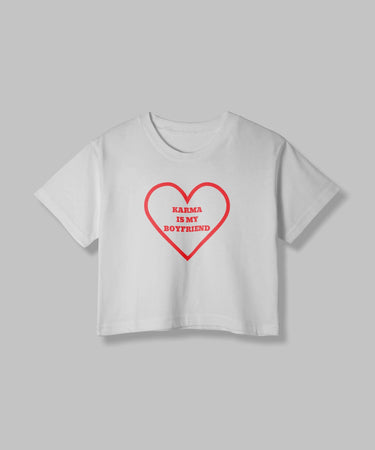 Karma Is My Boyfriend | Women Crop Top | White - Avaiya Store