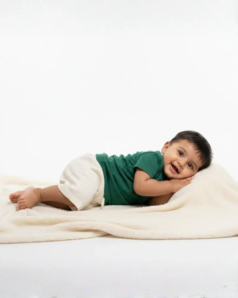 Crew Neck T-Shirt | 0-4 Yrs | For Both Girls & Boys | Bottle Green - Avaiya Store