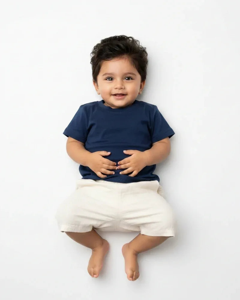 Crew Neck T-Shirt | 0-4 Yrs | For Both Girls & Boys | Navy Blue - Avaiya Store
