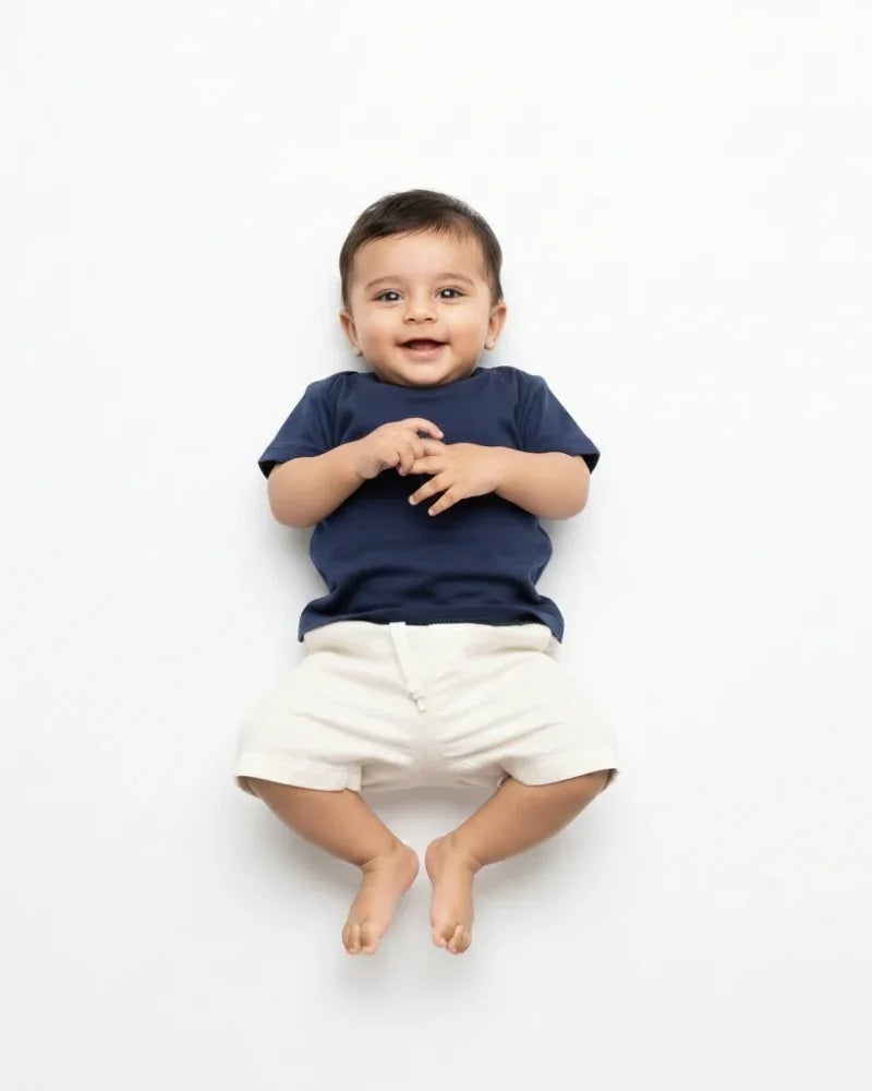 Crew Neck T-Shirt | 0-4 Yrs | For Both Girls & Boys | Navy Blue - Avaiya Store
