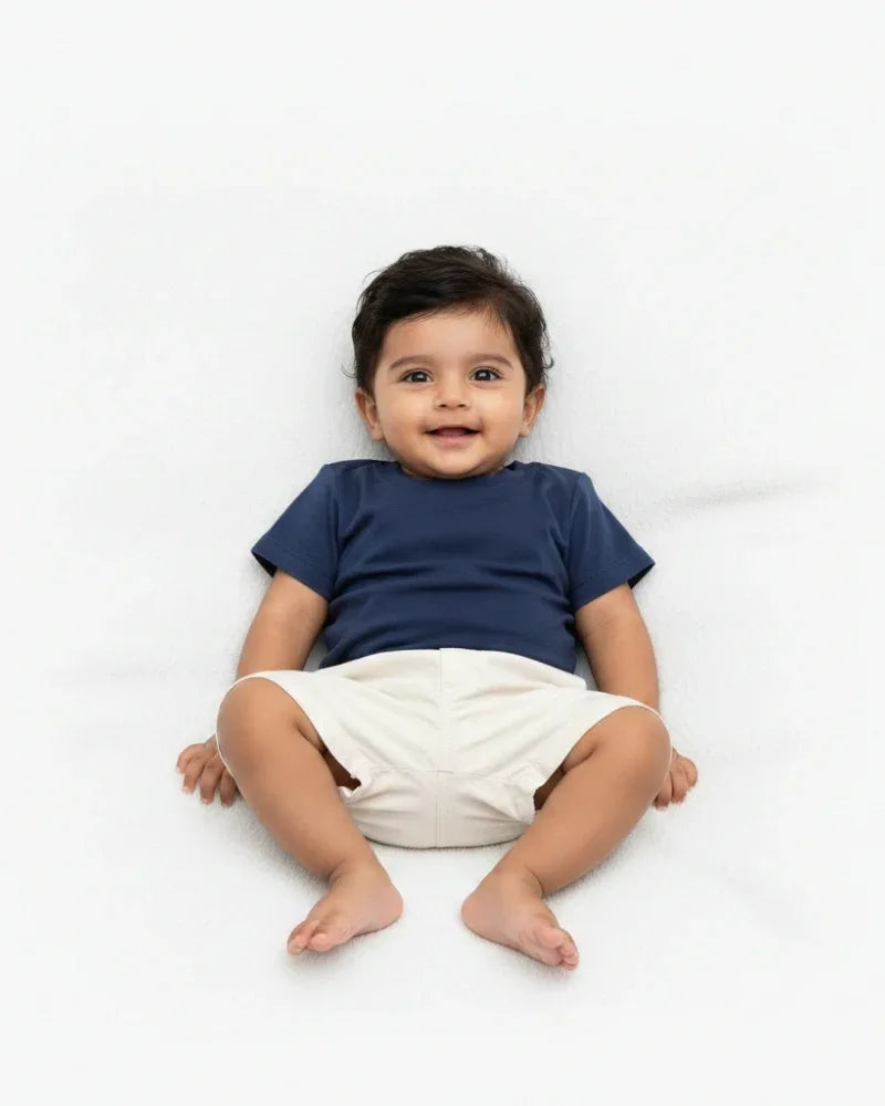 Crew Neck T-Shirt | 0-4 Yrs | For Both Girls & Boys | Navy Blue - Avaiya Store