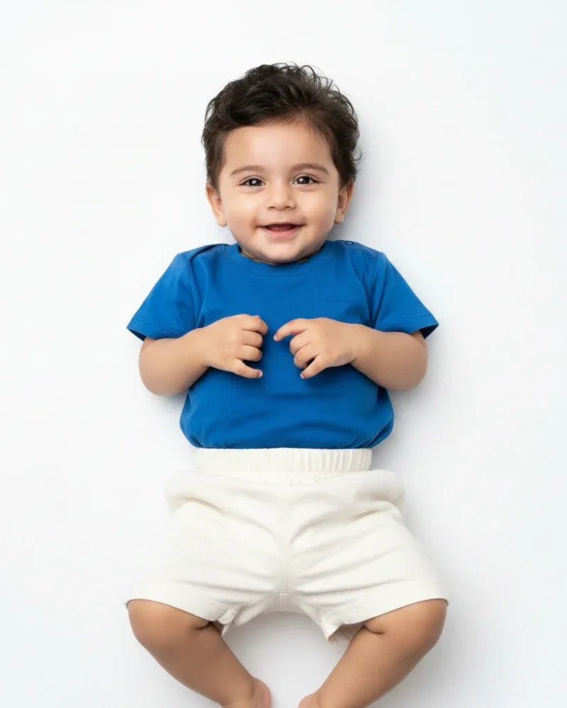 Crew Neck T-Shirt | 0-4 Yrs | For Both Girls & Boys | Royal Blue - Avaiya Store