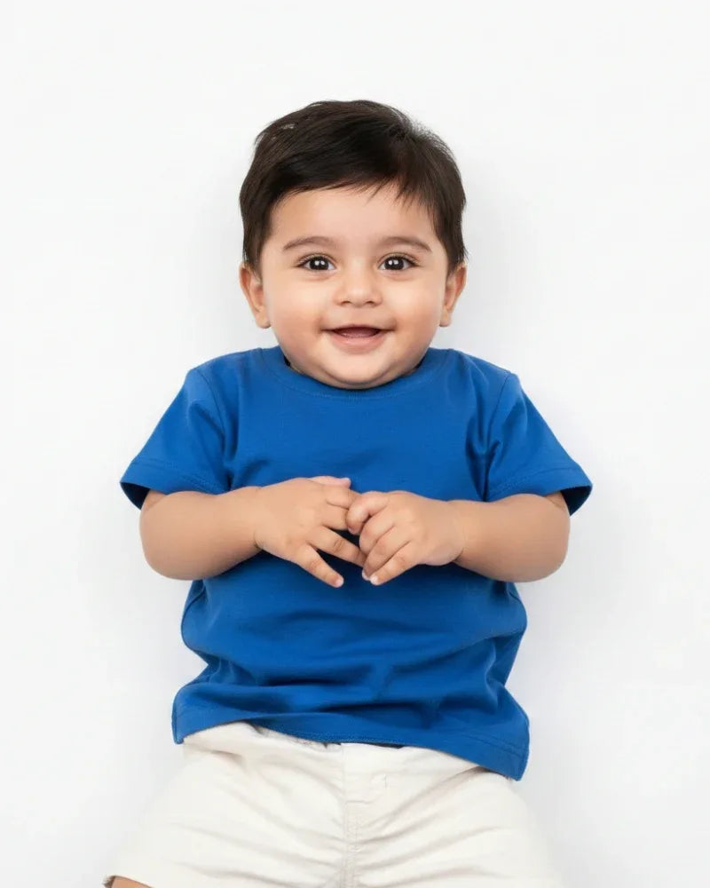 Crew Neck T-Shirt | 0-4 Yrs | For Both Girls & Boys | Royal Blue - Avaiya Store