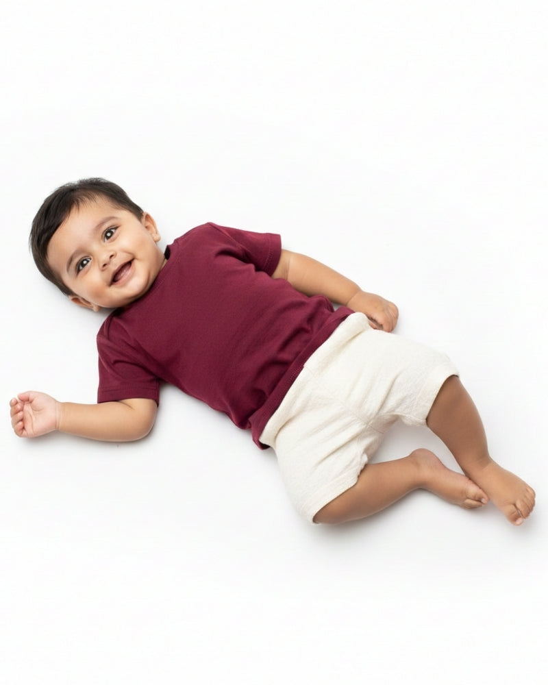 Crew Neck T-Shirt | 0-4 Yrs | For Both Girls & Boys | Maroon
