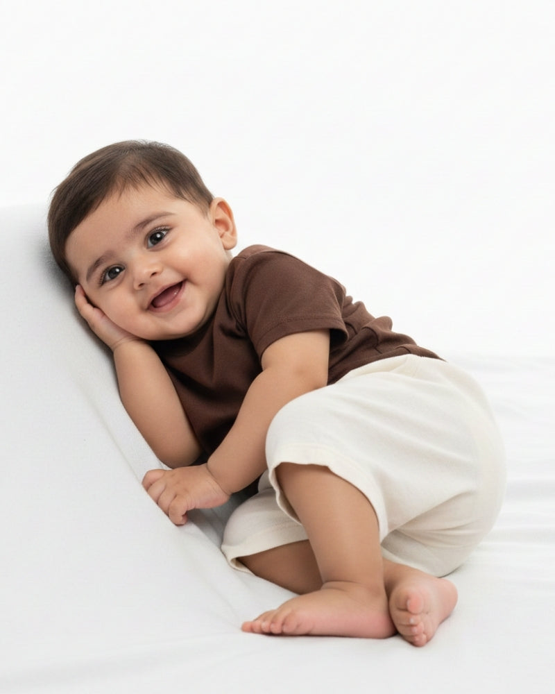 Crew Neck T-Shirt | 0-4 Yrs | For Both Girls & Boys | Coffee Brown