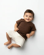 Crew Neck T-Shirt | 0-4 Yrs | For Both Girls & Boys | Coffee Brown - Avaiya Store