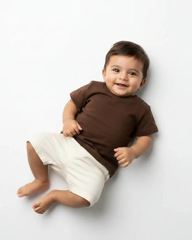 Crew Neck T-Shirt | 0-4 Yrs | For Both Girls & Boys | Coffee Brown - Avaiya Store