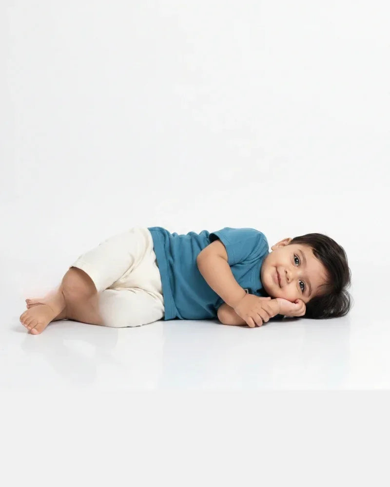 Crew Neck T-Shirt | 0-4 Yrs | For Both Girls & Boys | Petrol Blue - Avaiya Store