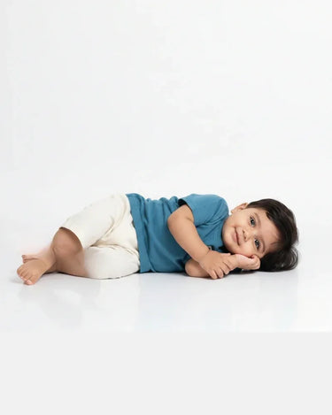 Crew Neck T-Shirt | 0-4 Yrs | For Both Girls & Boys | Petrol Blue - Avaiya Store