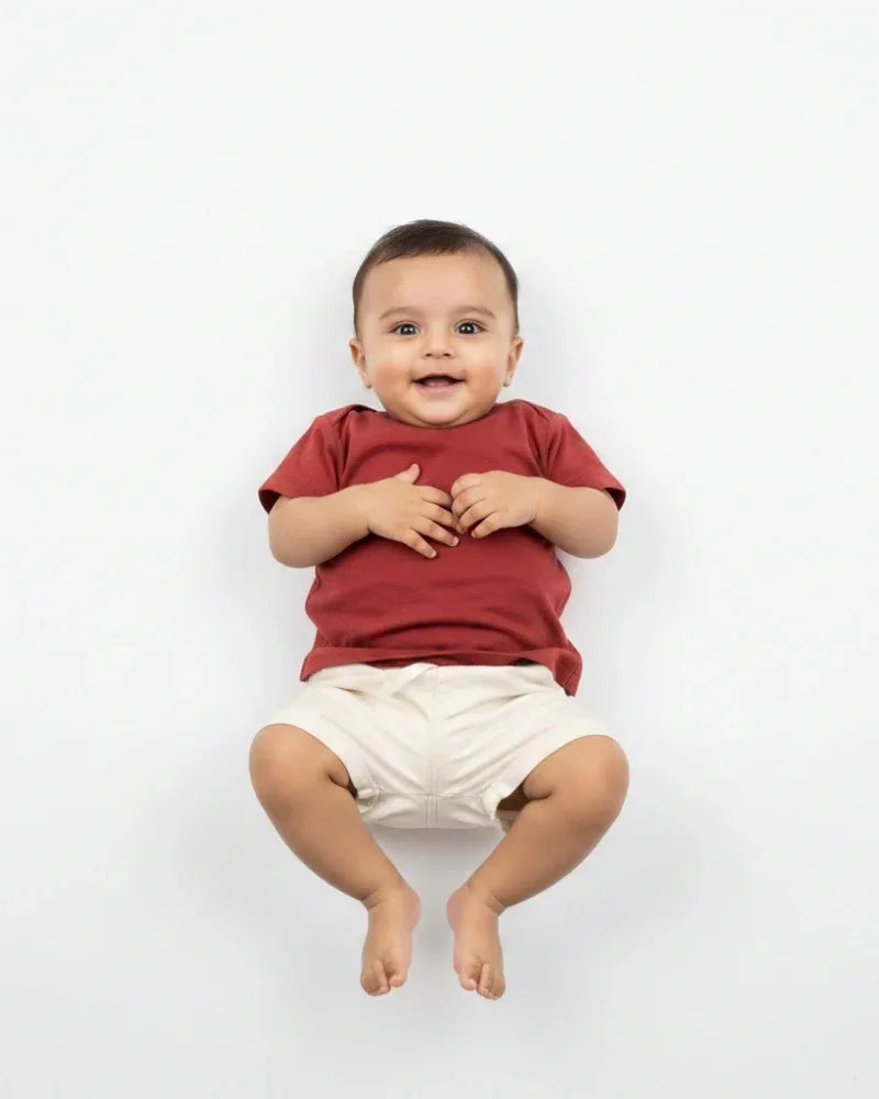 Crew Neck T-Shirt | 0-4 Yrs | For Both Girls & Boys | Brick Red - Avaiya Store