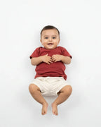 Crew Neck T-Shirt | 0-4 Yrs | For Both Girls & Boys | Brick Red - Avaiya Store