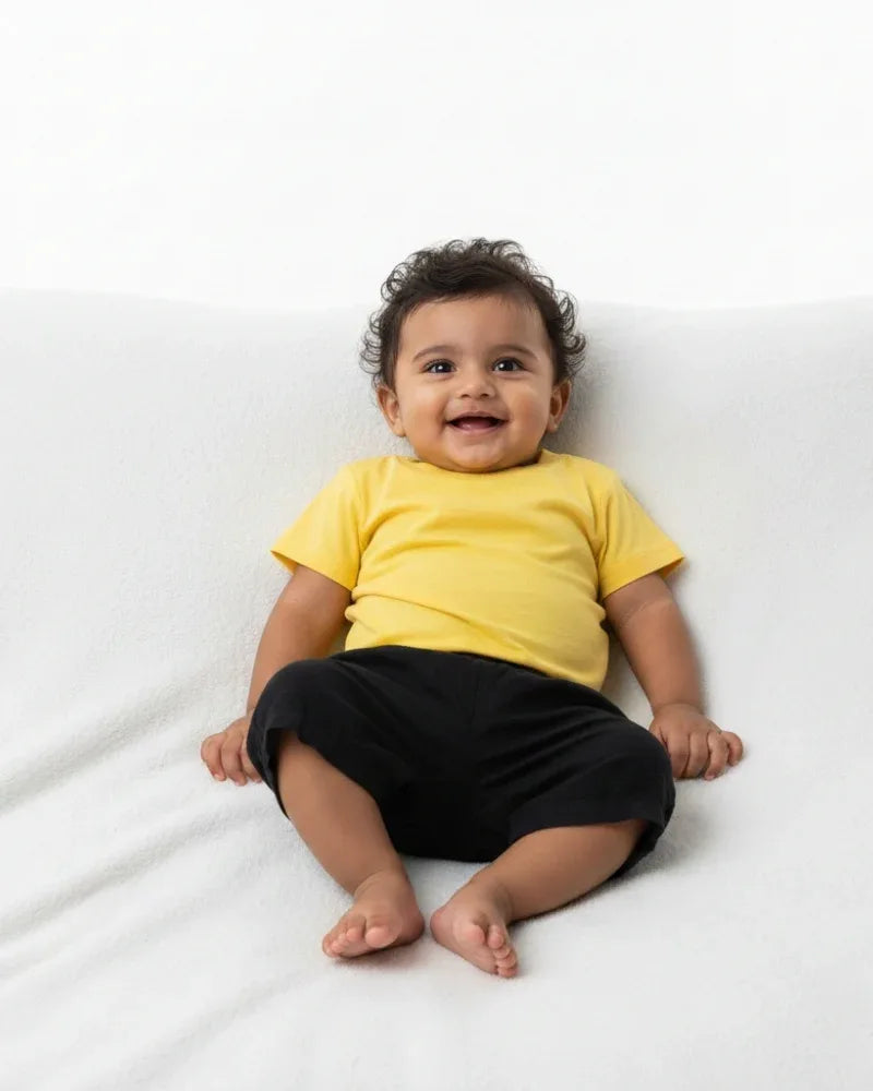 Crew Neck T-Shirt | 0-4 Yrs | For Both Girls & Boys | New Yellow - Avaiya Store