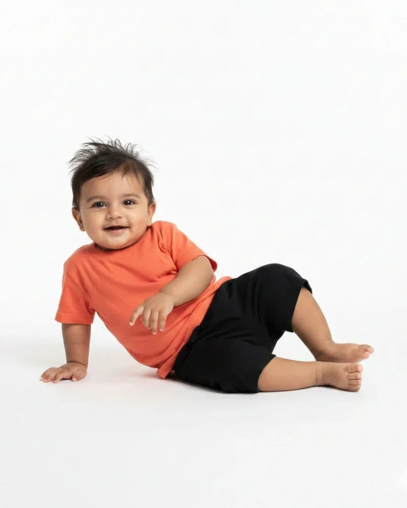 Crew Neck T-Shirt | 0-4 Yrs | For Both Girls & Boys | Orange - Avaiya Store