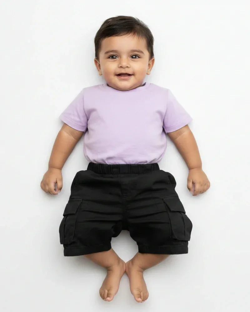 Crew Neck T-Shirt | 0-4 Yrs | For Both Girls & Boys | Lavender - Avaiya Store