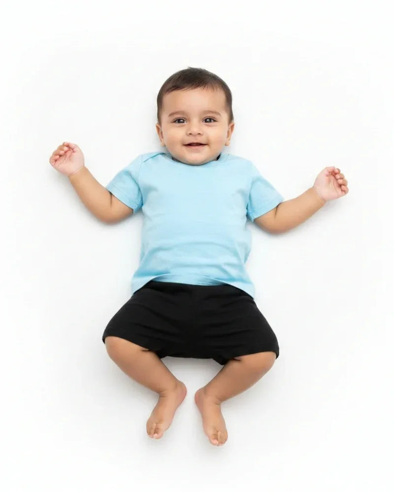 Crew Neck T-Shirt | 0-4 Yrs | For Both Girls & Boys | Sky Blue - Avaiya Store