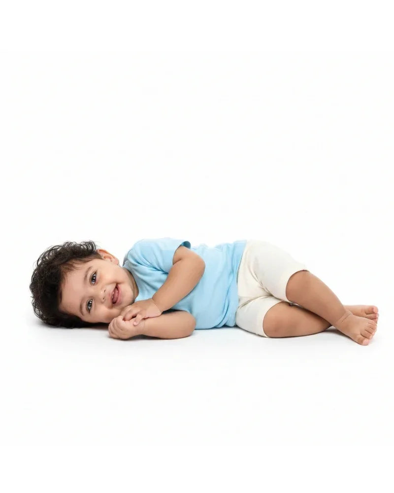Crew Neck T-Shirt | 0-4 Yrs | For Both Girls & Boys | Sky Blue - Avaiya Store