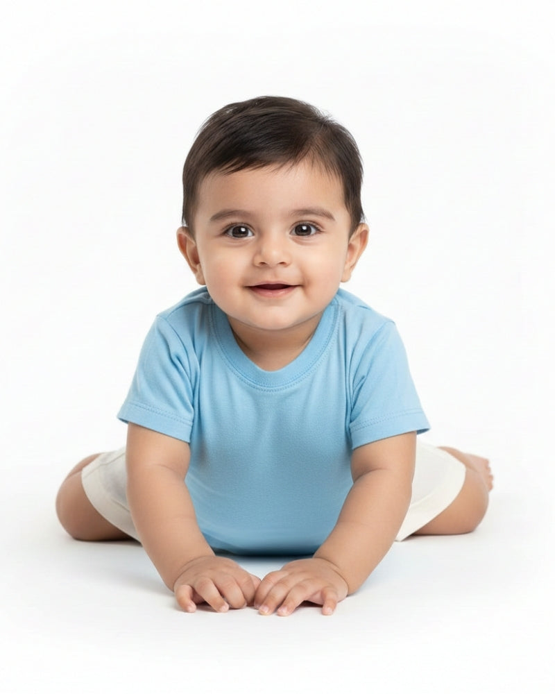 Crew Neck T-Shirt | 0-4 Yrs | For Both Girls & Boys | Sky Blue