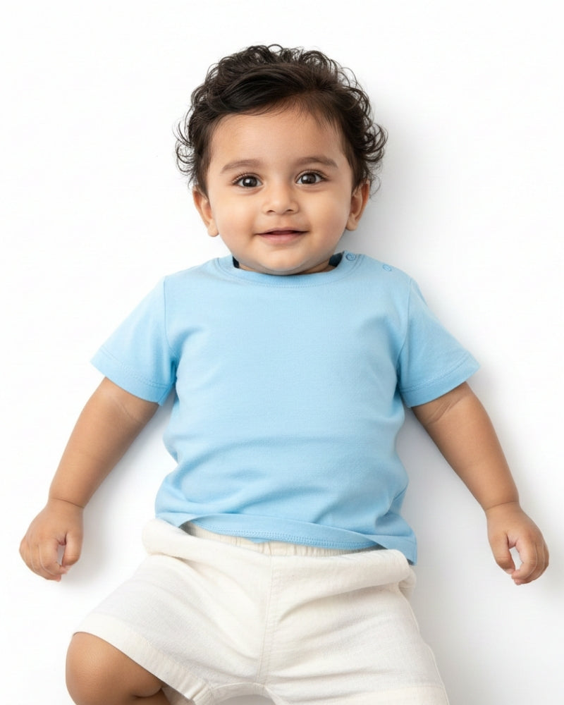Crew Neck T-Shirt | 0-4 Yrs | For Both Girls & Boys | Sky Blue