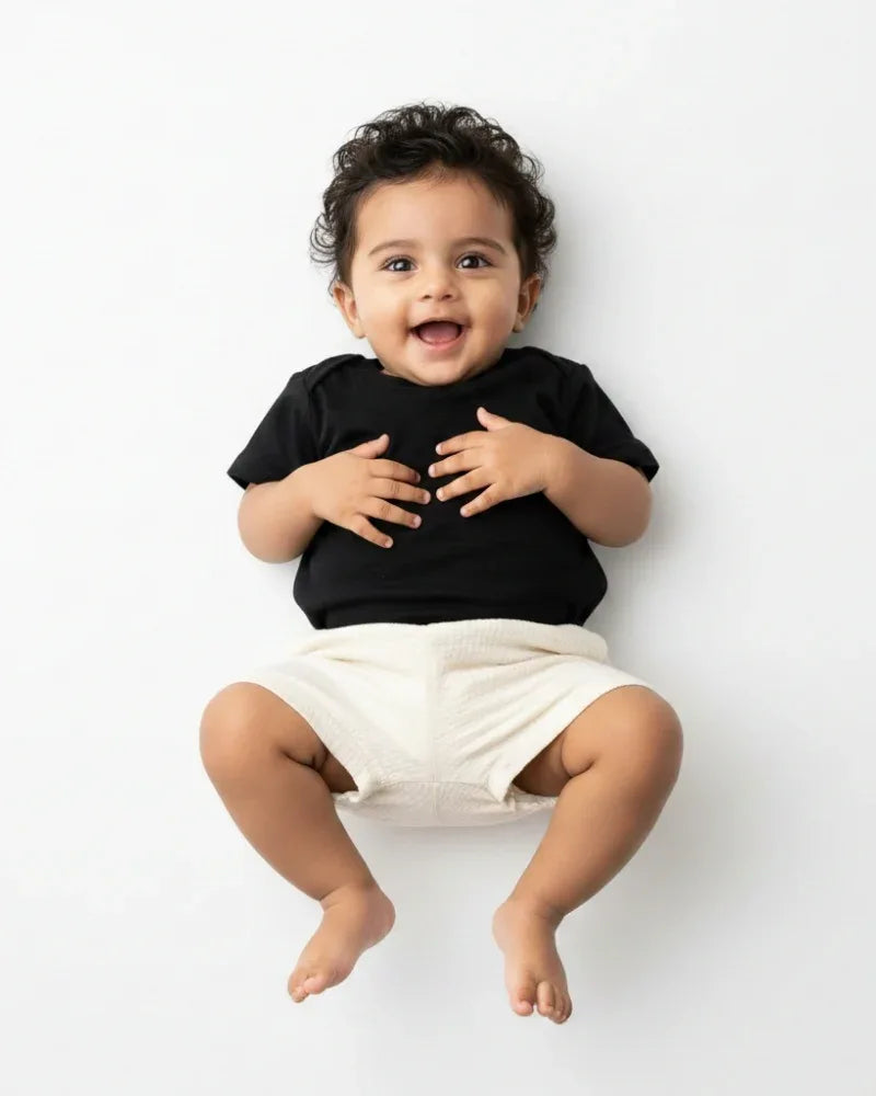 Crew Neck T-Shirt | 0-4 Yrs | For Both Girls & Boys | Black - Avaiya Store