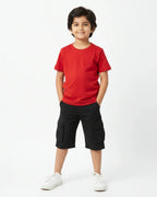 Crew Neck T-Shirt | 5-13 Yrs | For Both Girls & Boys | Red - Avaiya Store