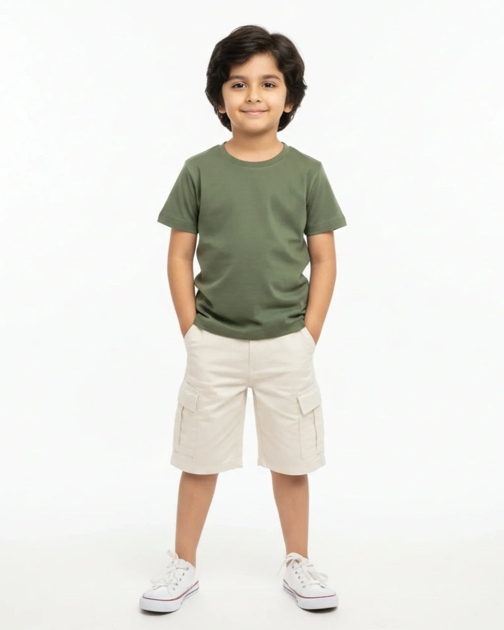 Crew Neck T-Shirt | 5-13 Yrs | For Both Girls & Boys | Olive Green - Avaiya Store