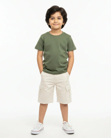 Crew Neck T-Shirt | 5-13 Yrs | For Both Girls & Boys | Olive Green - Avaiya Store