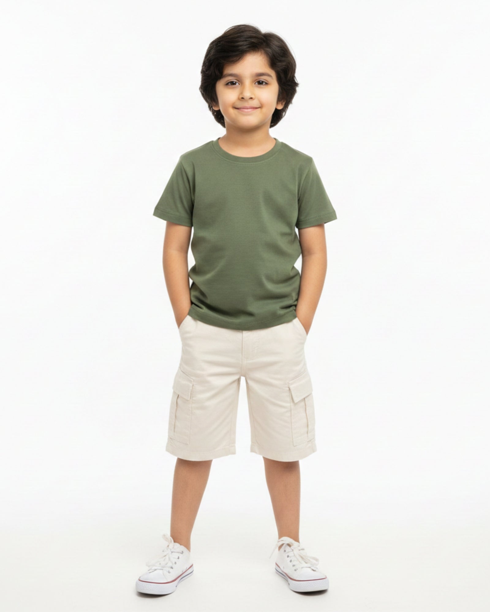 Crew Neck T-Shirt | 5-13 Yrs | For Both Girls & Boys | Olive Green