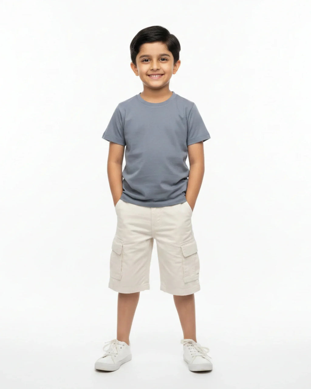Crew Neck T-Shirt | 5-13 Yrs | For Both Girls & Boys | Steel Grey - Avaiya Store