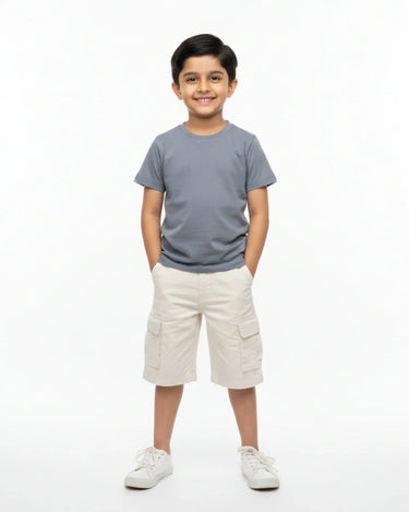 Crew Neck T-Shirt | 5-13 Yrs | For Both Girls & Boys | Steel Grey - Avaiya Store