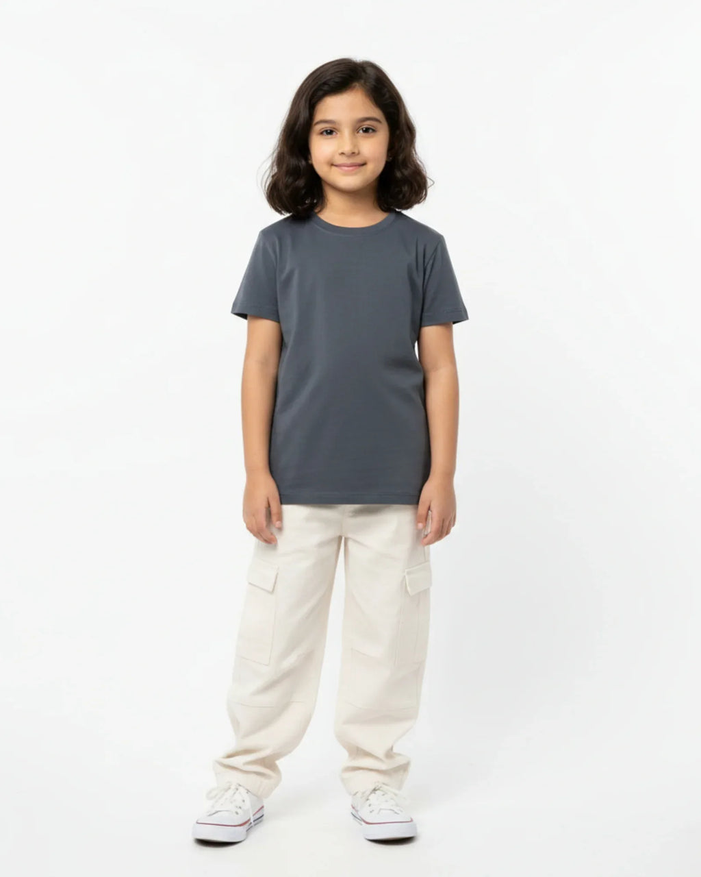 Crew Neck T-Shirt | 5-13 Yrs | For Both Girls & Boys | Steel Grey - Avaiya Store