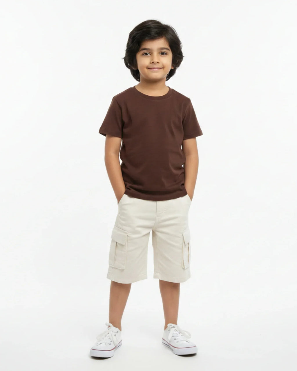 Crew Neck T-Shirt | 5-13 Yrs | For Both Girls & Boys | Coffee Brown - Avaiya Store