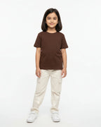 Crew Neck T-Shirt | 5-13 Yrs | For Both Girls & Boys | Coffee Brown - Avaiya Store