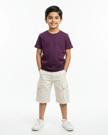 Crew Neck T-Shirt | 5-13 Yrs | For Both Girls & Boys | Purple - Avaiya Store