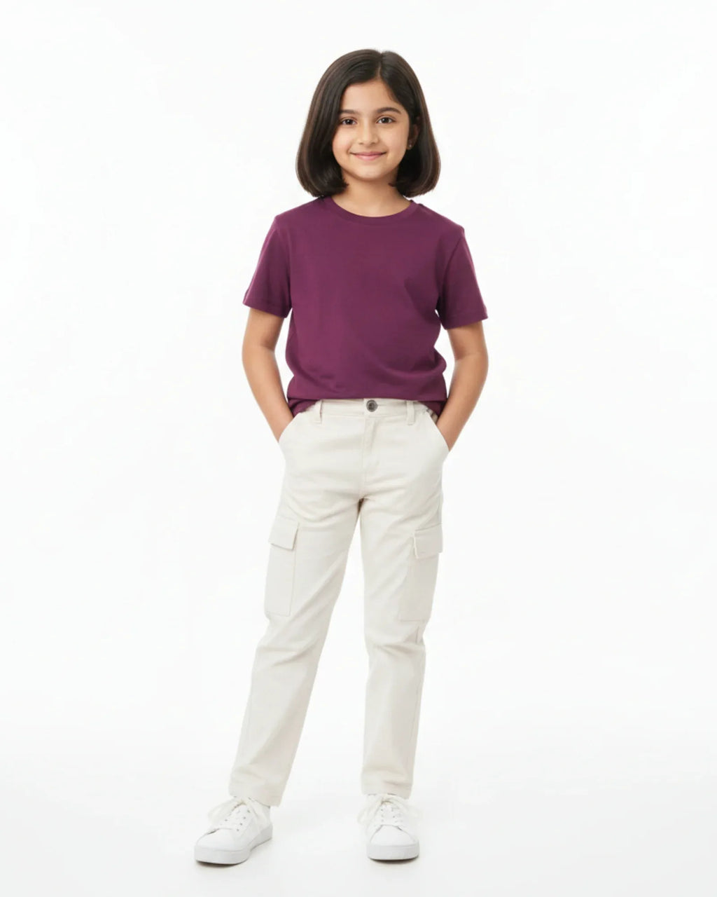 Crew Neck T-Shirt | 5-13 Yrs | For Both Girls & Boys | Purple - Avaiya Store