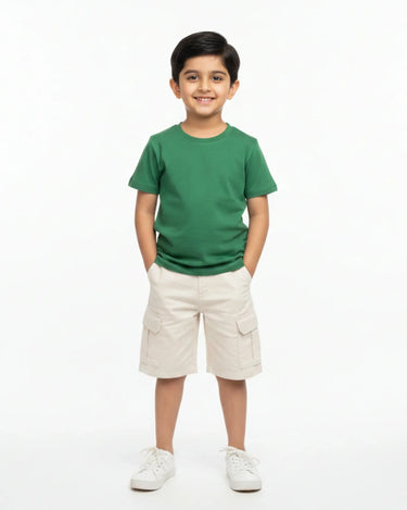 Crew Neck T-Shirt | 5-13 Yrs | For Both Girls & Boys | Bottle Green - Avaiya Store