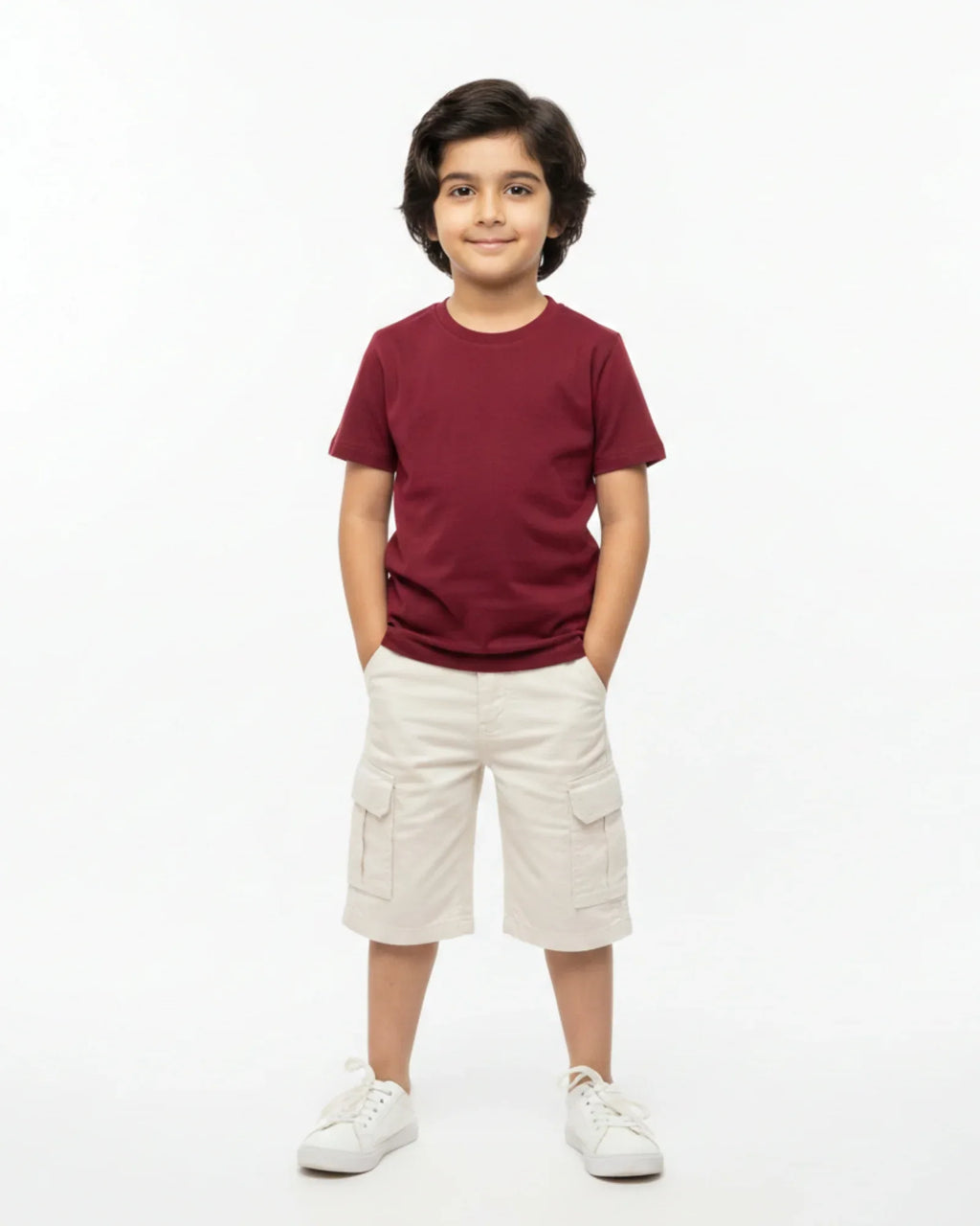 Crew Neck T-Shirt | 5-13 Yrs | For Both Girls & Boys | Maroon - Avaiya Store