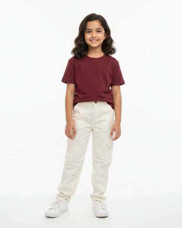 Crew Neck T-Shirt | 5-13 Yrs | For Both Girls & Boys | Maroon - Avaiya Store