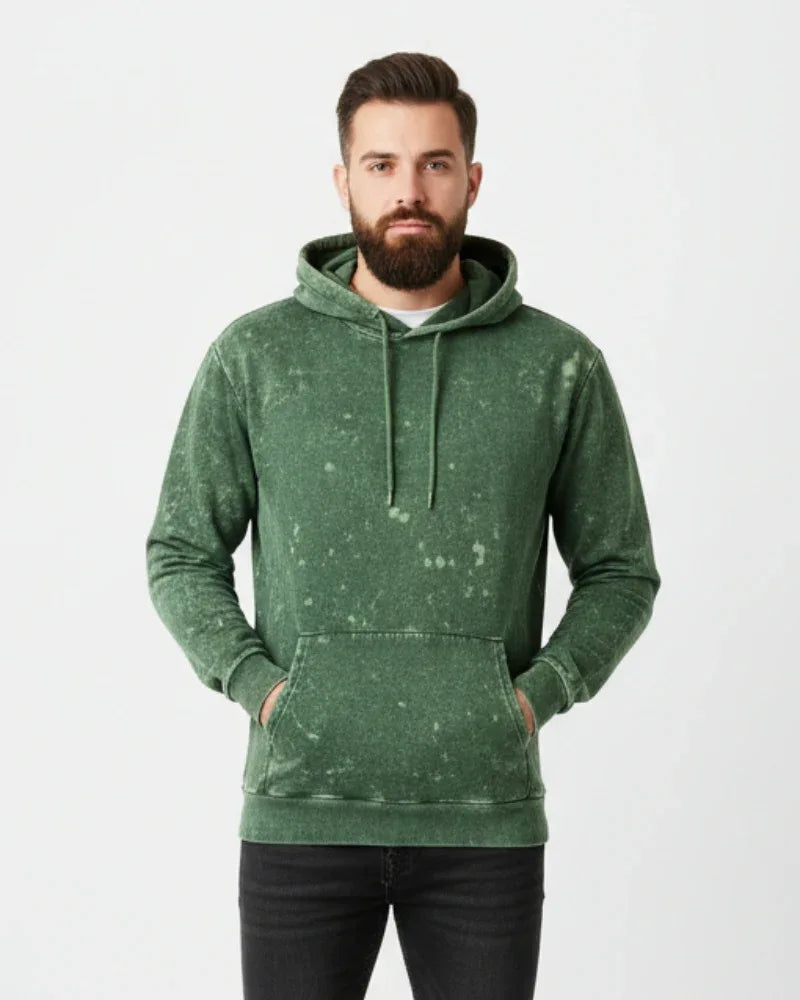 Plain Bottle Green Acid Washed Hoodie | For Man And Woman - Avaiya Store