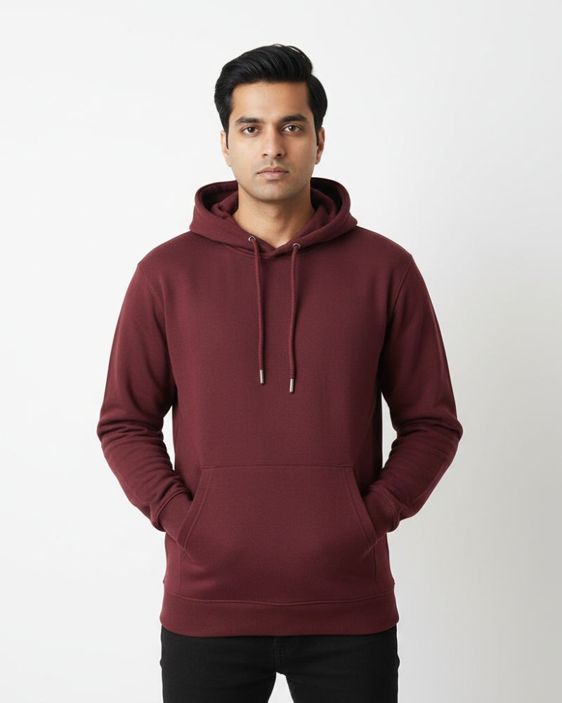 Plain Maroon Classic  Hoodie | For Man And Woman