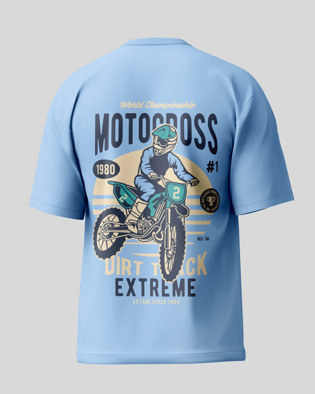 Motorcross Oversized T-Shirt | Baby Blue | Premium Quality by AvaiYa | Unisex - Avaiya Store