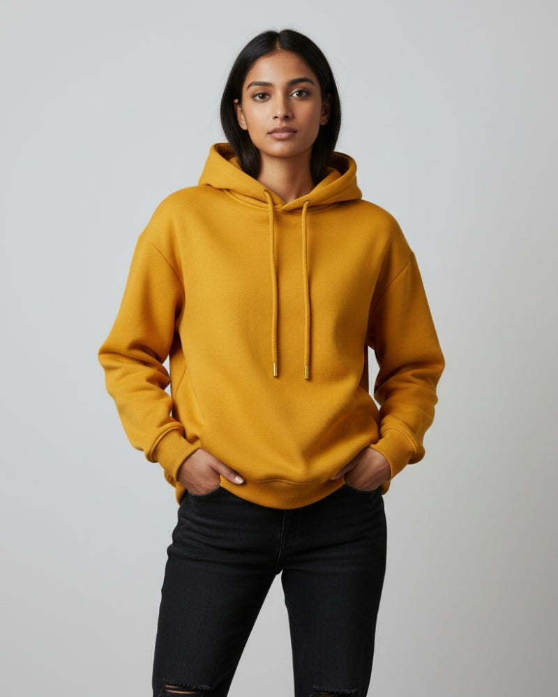 Plain Mustard Yellow Classic  Hoodie | For Man And Woman