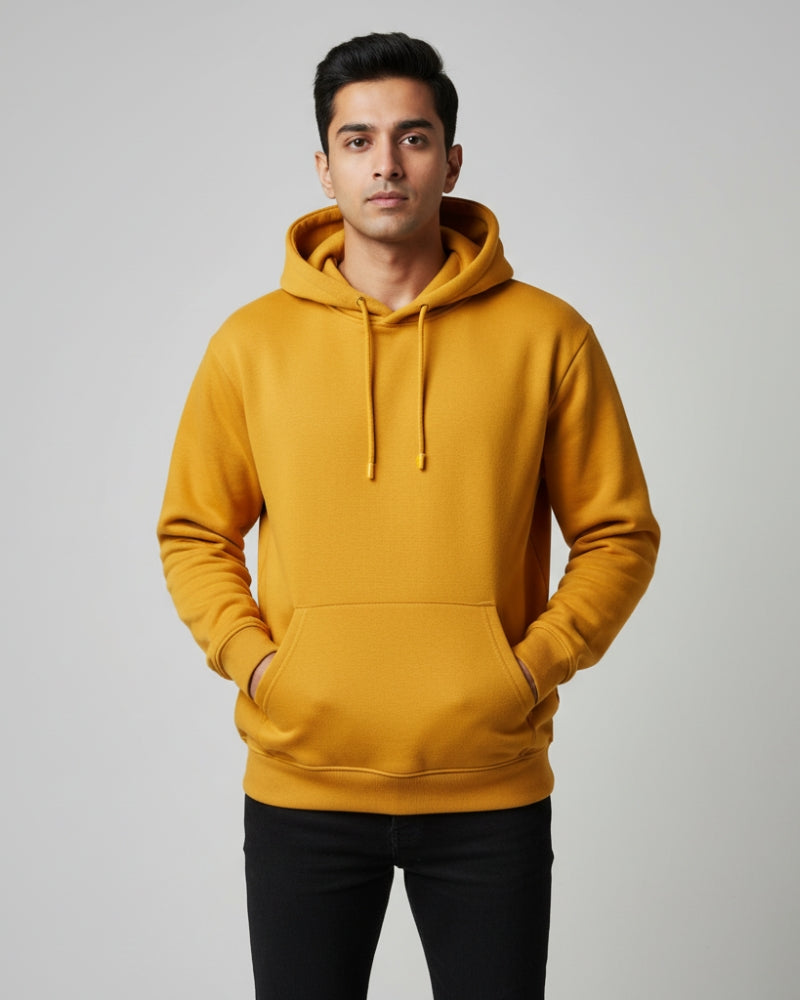 Plain Mustard Yellow Classic  Hoodie | For Man And Woman