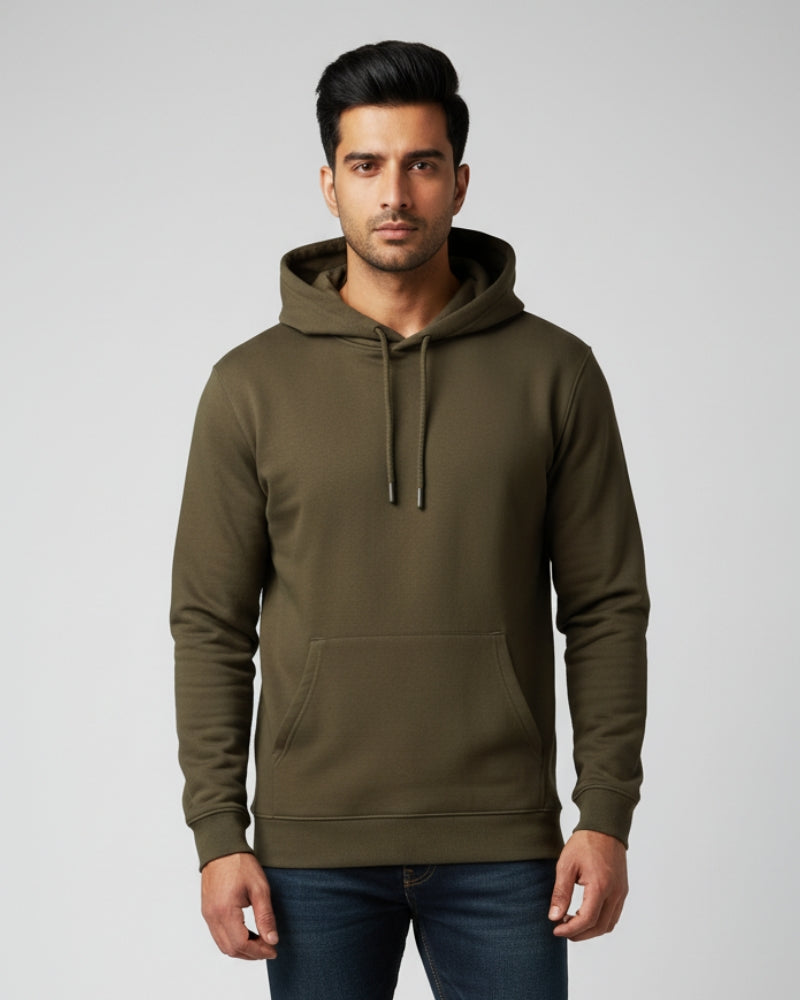 Plain Olive Green Classic  Hoodie | For Man And Woman