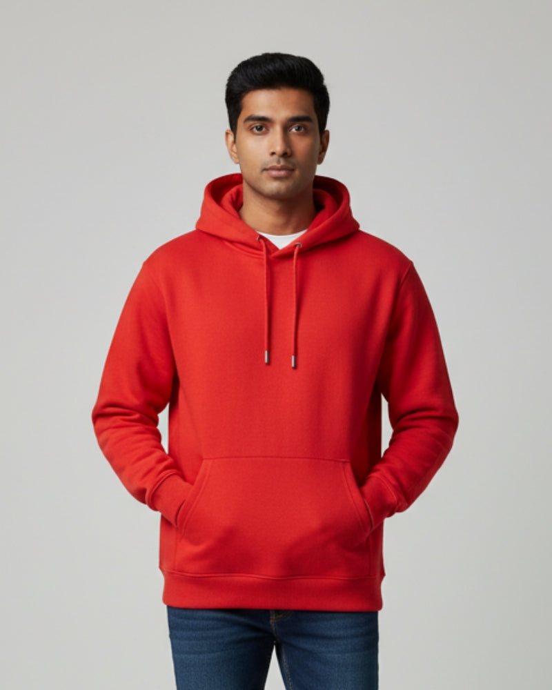 Plain Red Classic  Hoodie | For Man And Woman